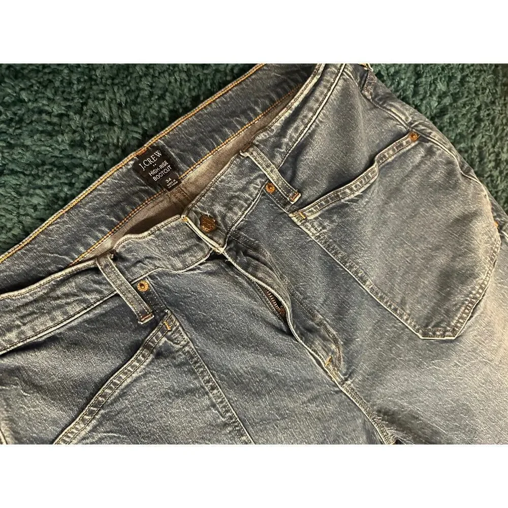 J.Crew High Rise Boot Cut Medium Wash Jeans Womens Sz. 34 Preppy - Picture 8 of 10